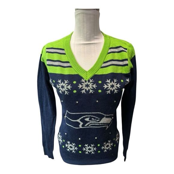 Seattle Seahawks Christmas Sweater Size S NFL Apparel - Picture 1 of 3